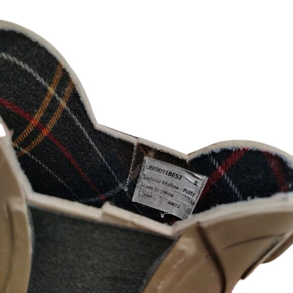 Barbour Mallow Chelsea Rain Boots Men's Size 8 Putty Rubber Waterproof - Picture 5 of 11